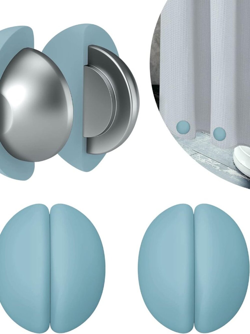 3 Pairs Shower Curtain Weights, Silicone Wrapped Magnets, Heavy Duty Magnets Pre